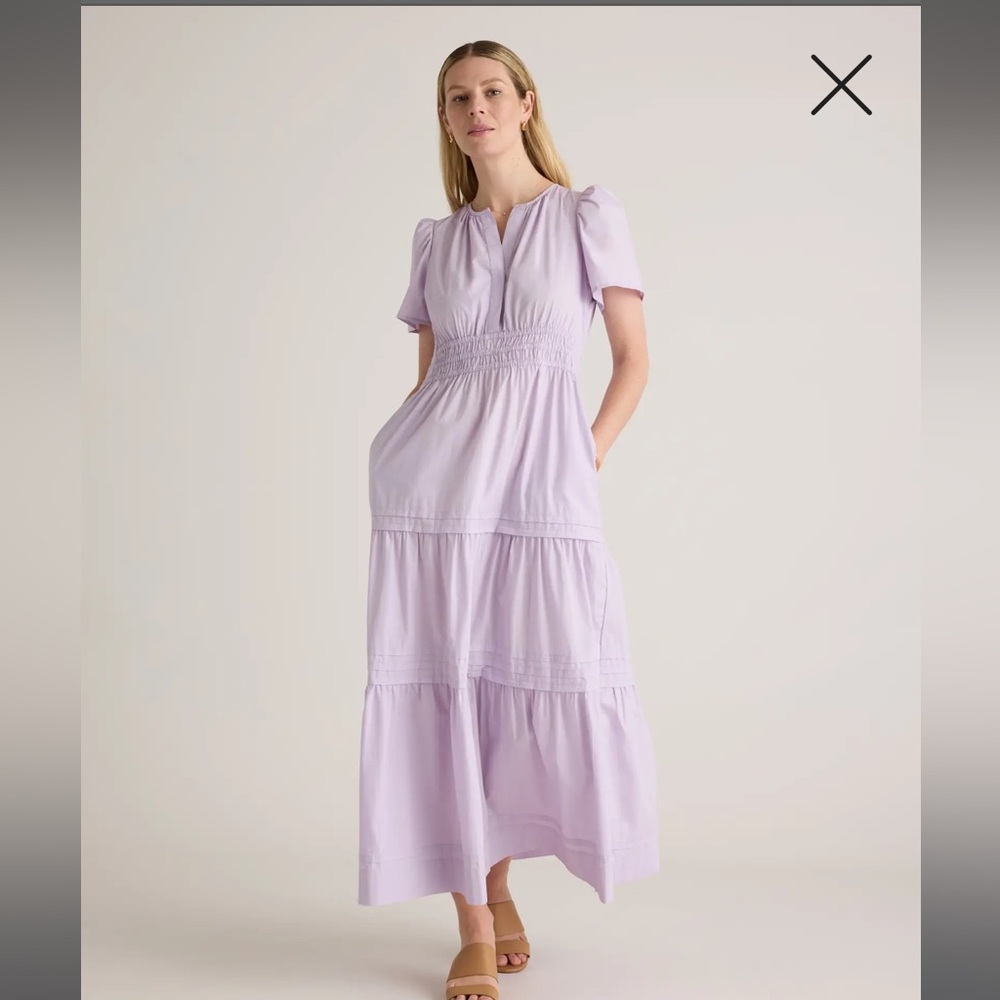 100% Organic Cotton Poplin Tiered Maxi Dress